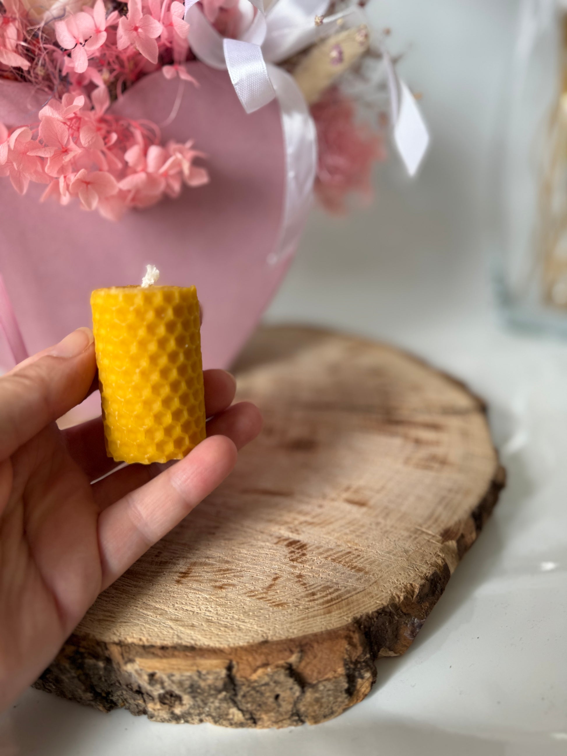 Natural beeswax twist candle