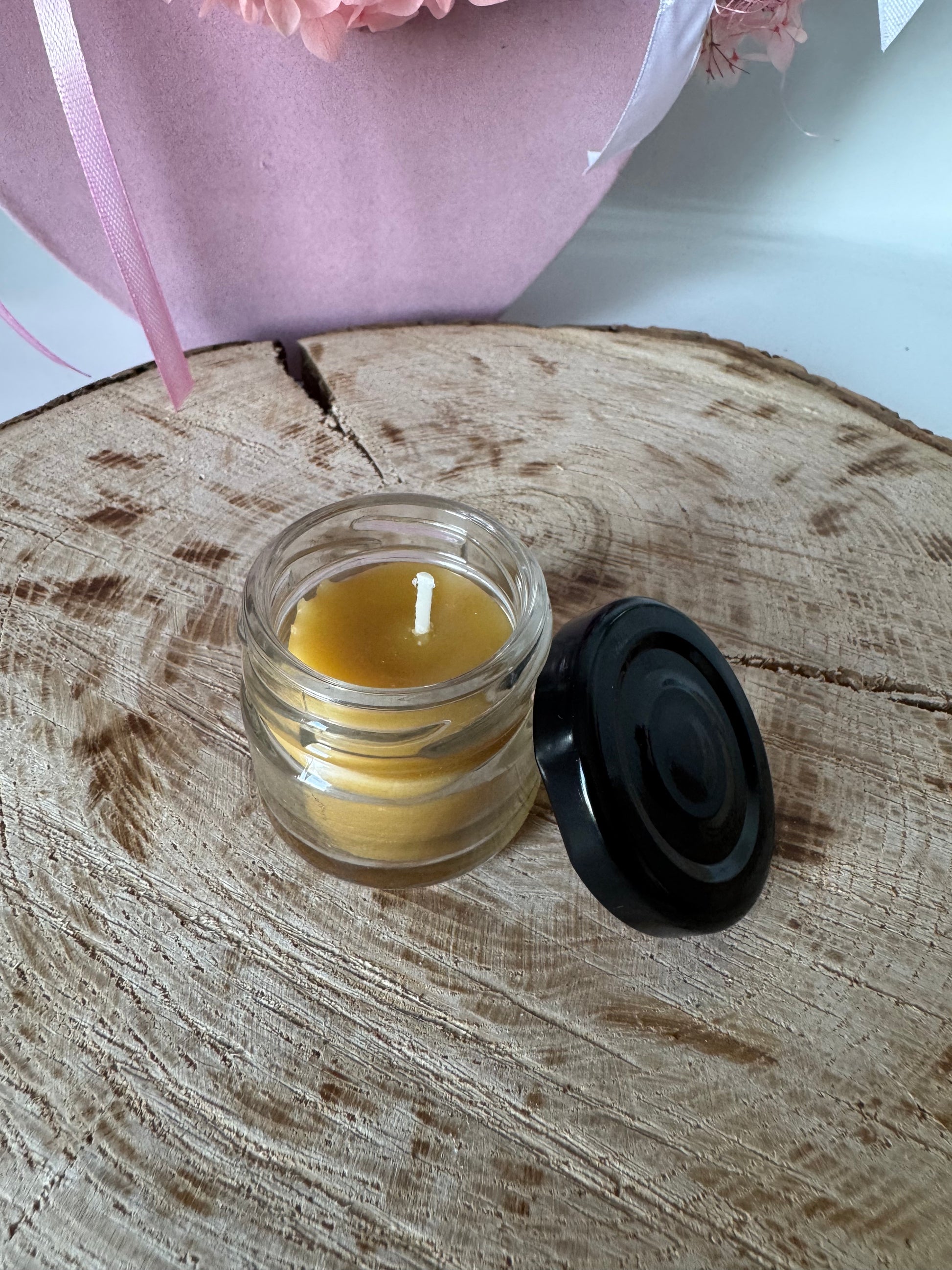 Natural honey candle in glass