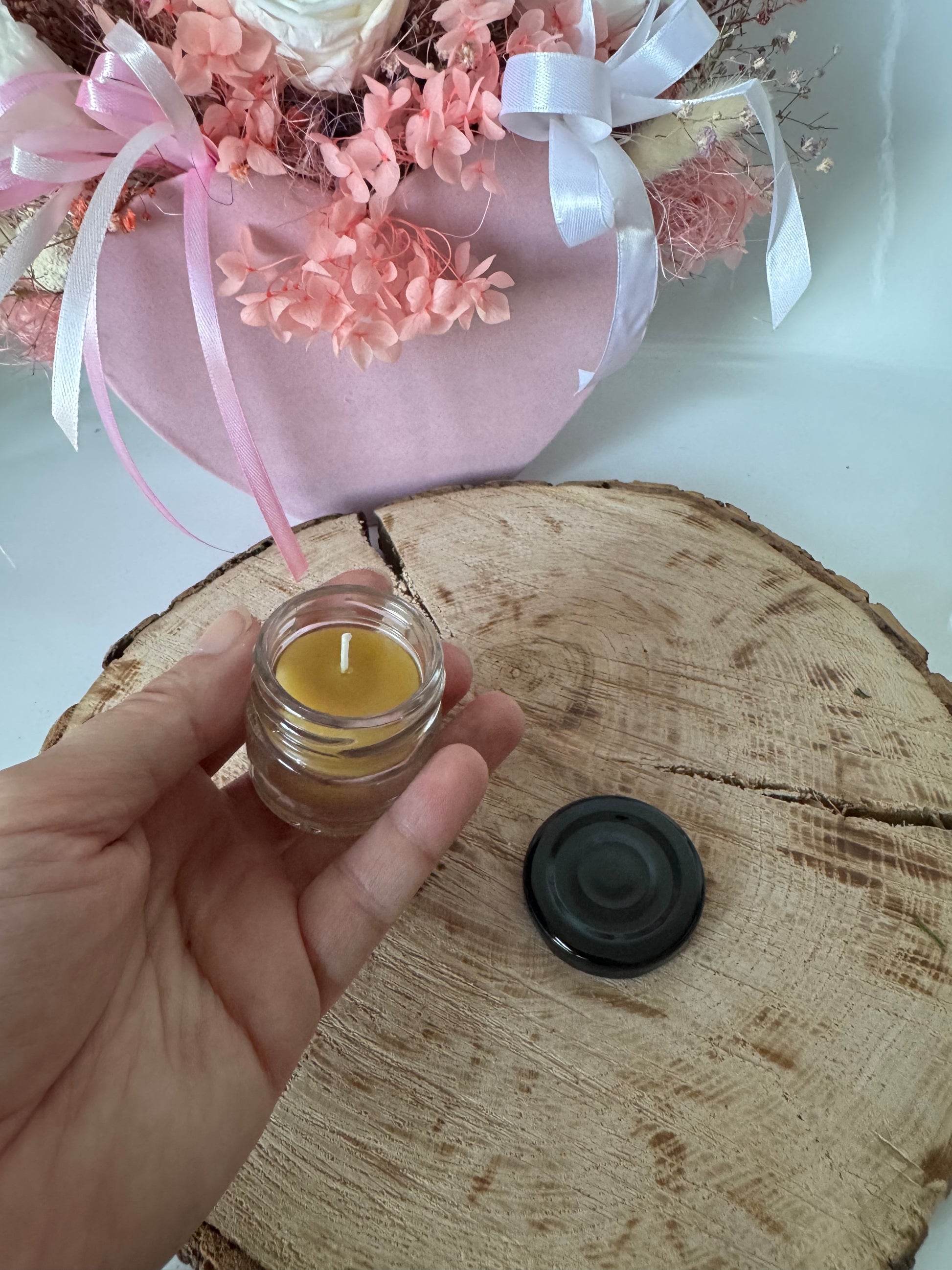 Natural honey candle in glass